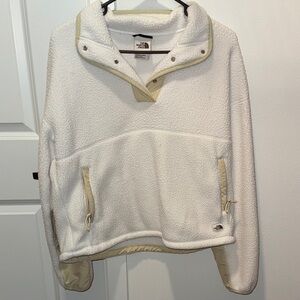 The North Face Cream Fleece Pullover with Tan Accents